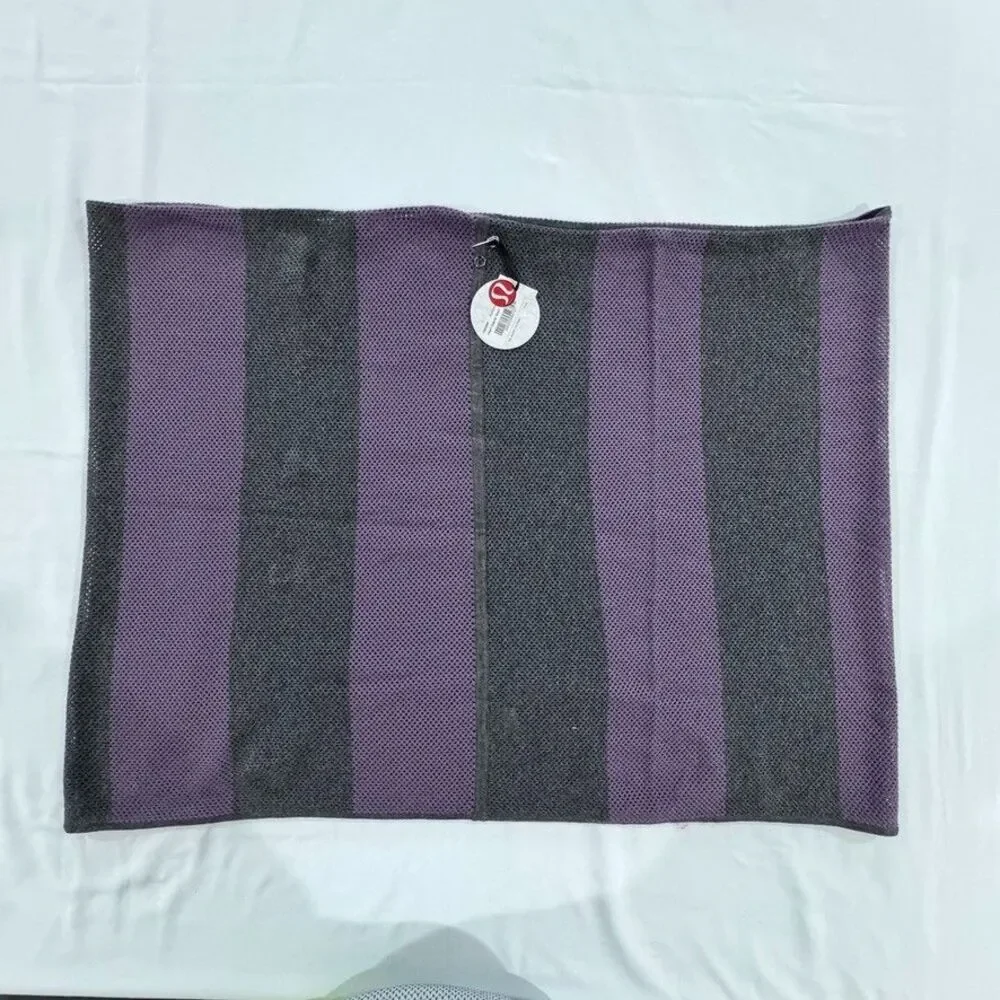 Lululemon Heart Opener Scarf Purple Grey Striped Cotton OS NWT 25x70